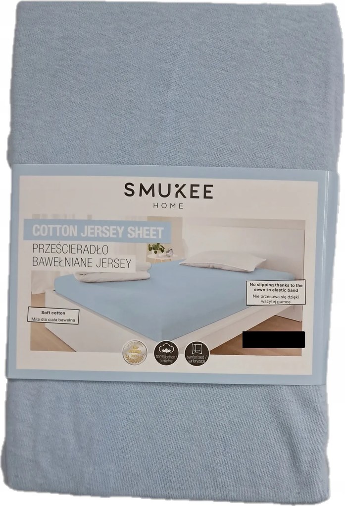 Pamut lepedő 100 % jersey gumis 200x200 világoskék kék