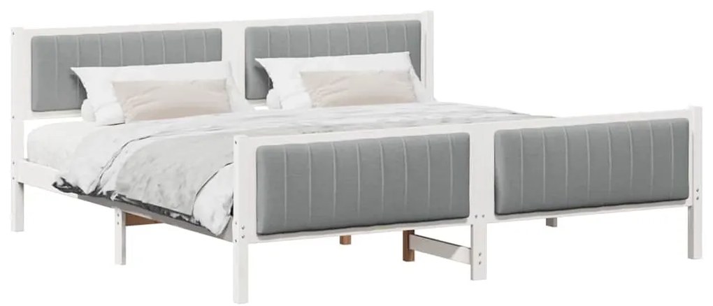 Ágykeret Fehér és világosszürke 200 x 200 cm Tömör fenyőfa