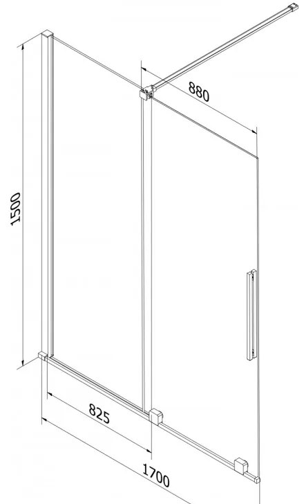 Mexen Velar, 2 szárnyas eltolható kádparaván 170 x 150 cm, 8 mm mattüveg, fekete matt, 896-170-000-31-70