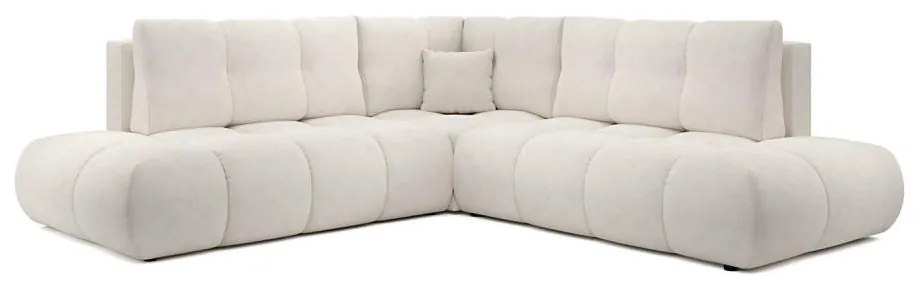 Ággyá nyitható kárpitozott sarokülőgarnitúra ALMADA, jobb oldali, L alakú, tárolóhellyel, bézs