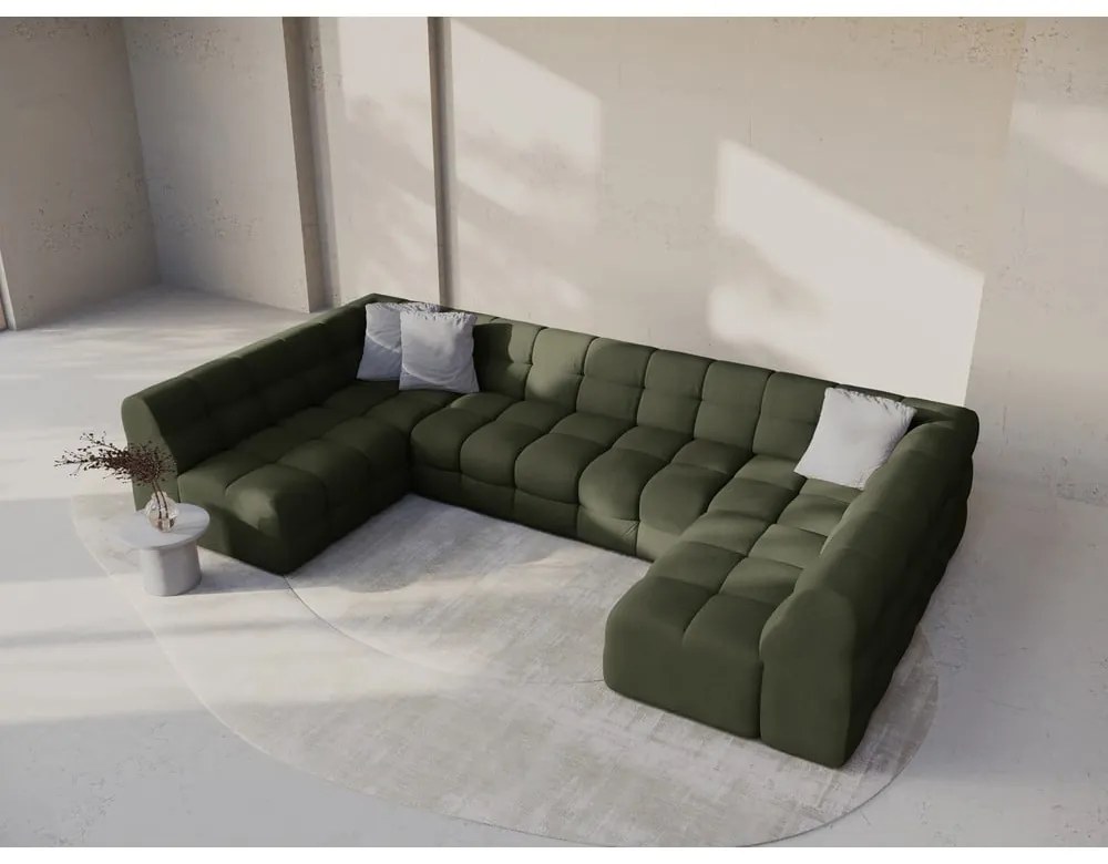 Zöld sarokkanapé (U alakú) Kendal – Micadoni