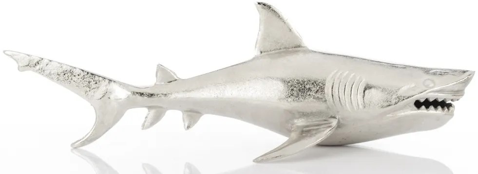 Loyd design ezüstszín 2db-os falra rögzíthető fém cápa faldekoráció 20x67x21cm
