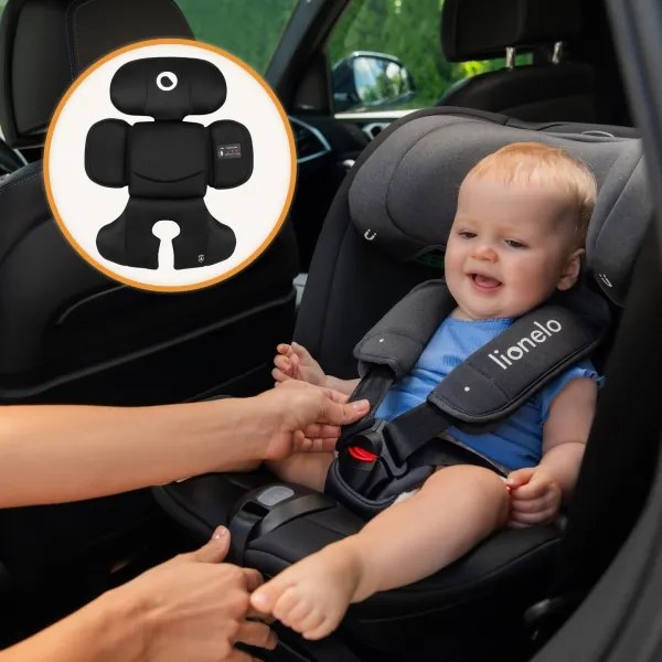 Lionelo - Forgatható autósülés alappal BASTIAAN i-Size 40-150 cm fekete karbon