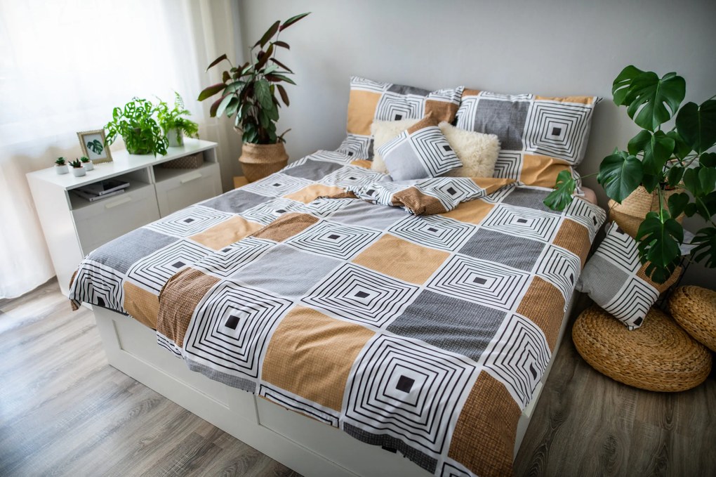3 részes pamut lepedő Piazza barna 200x140cm+90x70cm TiaHome
