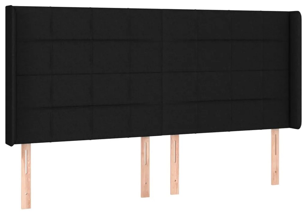 fekete szövet LED-es fejtámla 203x16x118/128 cm