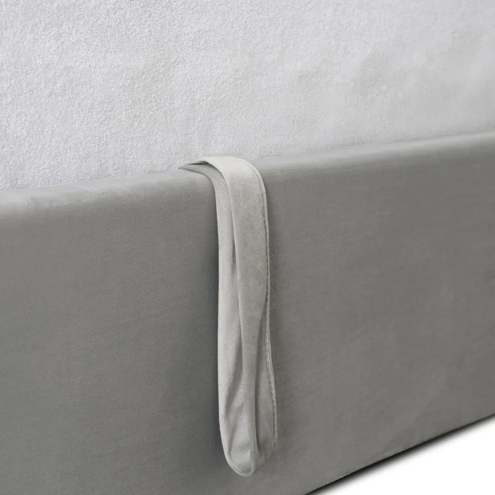 Łóżko 140x200 MARSYLIA Welurowe Kremowe Z Pojemnikiem