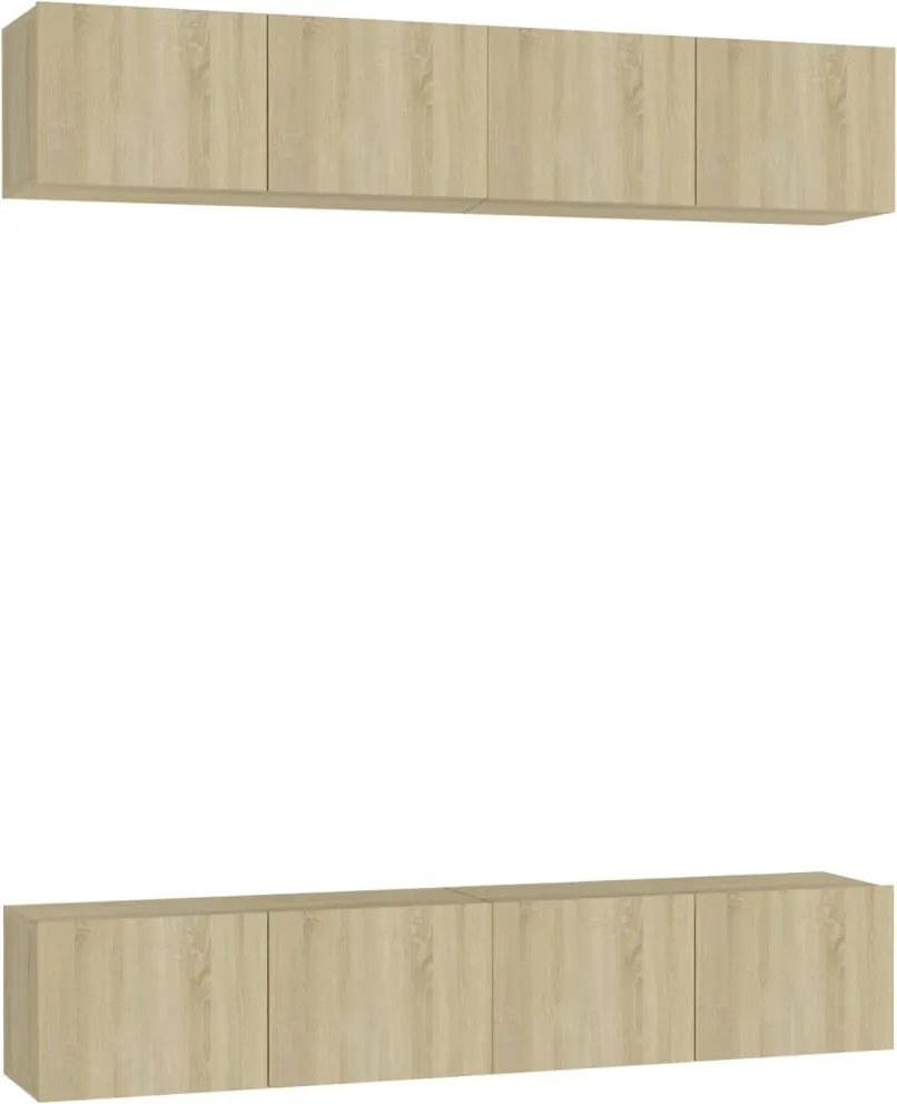 vidaXL 4 db sonoma tölgy színű szerelt fa TV-szekrény 80 x 30 x 30 cm