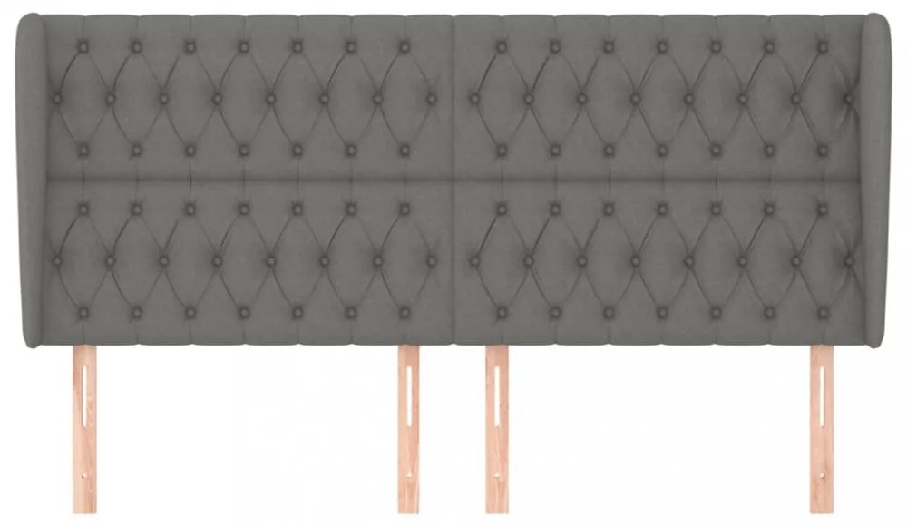 sötétszürke szövet fejtámla szárnyakkal 203x23x118/128 cm