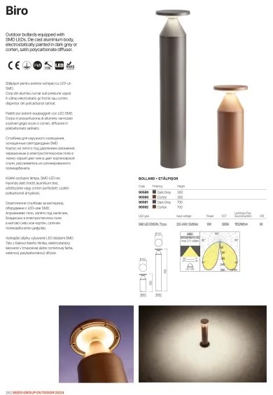 Redo 90589 - LED kültéri lámpa BIRO LED/12W/230V 3000K 30cm CRI90 IP65 antracit