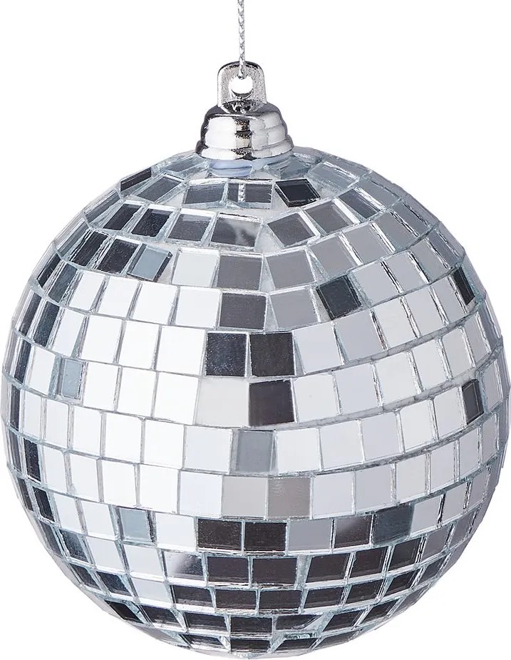 HANG ON karácsonyfadísz disco gömb, Ø8cm ezüst