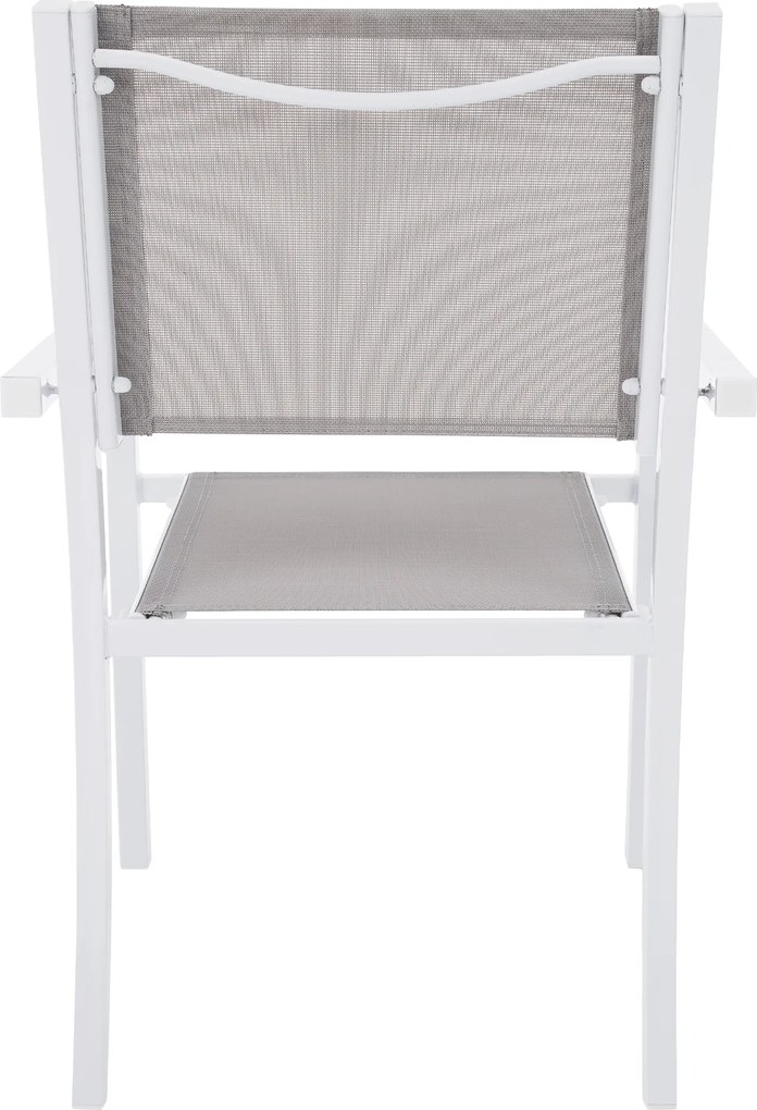 Kerti rakásolható szék, fehér acél/világosszürke, DORIO