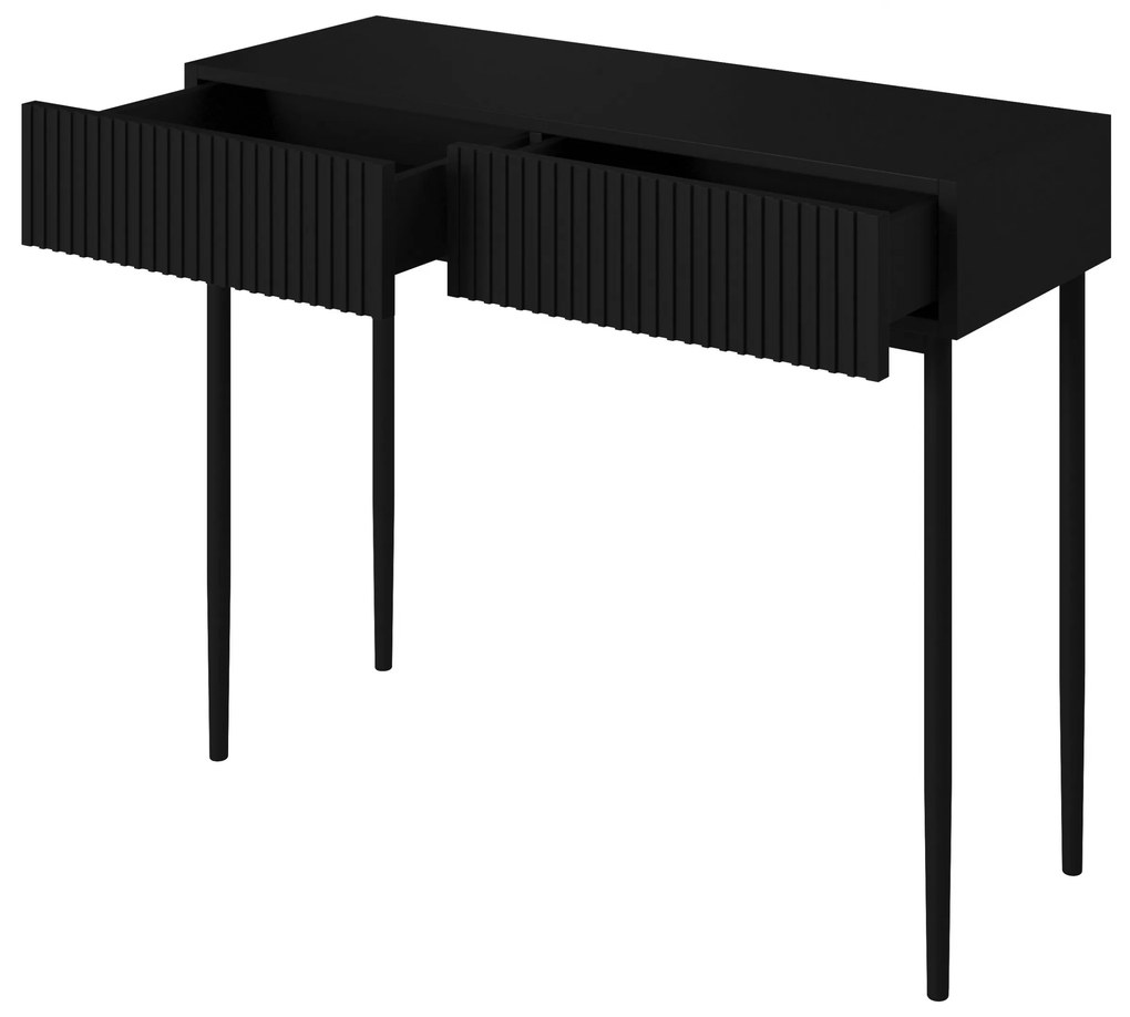 Nicole fésülködőasztal 100 cm fiókokkal - matt fekete / fekete lábak