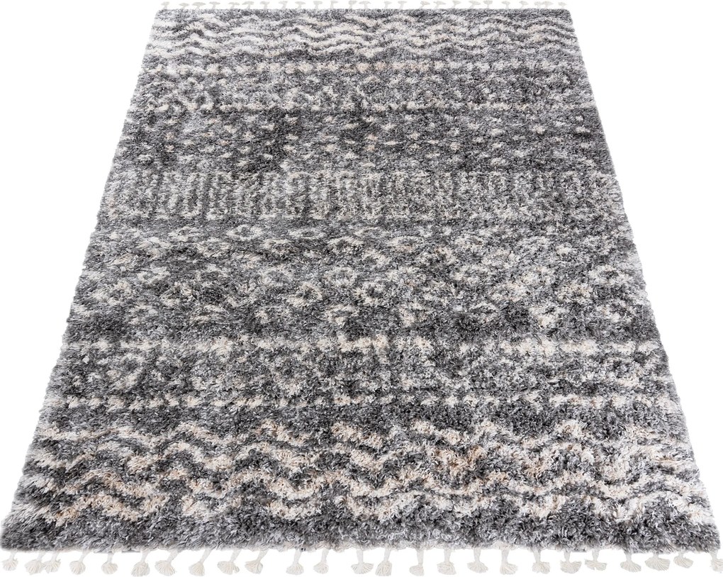 Shaggy Szőnyeg Aztec 120x170 Boho rojtos puha w08