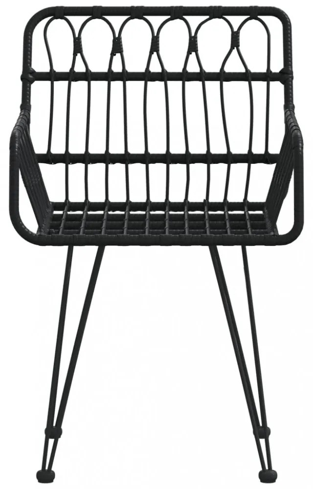 2 db fekete PE rattan karfás kerti szék 56 x 64 x 80 cm
