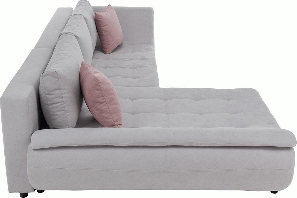 Ülőgarnitúra, világosszürke/púderrózsaszín, szövet, balos, BRATO