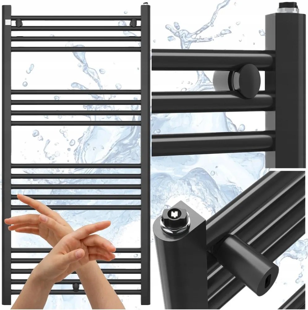 Fürdőszobai Radiátor 60/120cm Fekete Létra Radiátor Modern Puerto