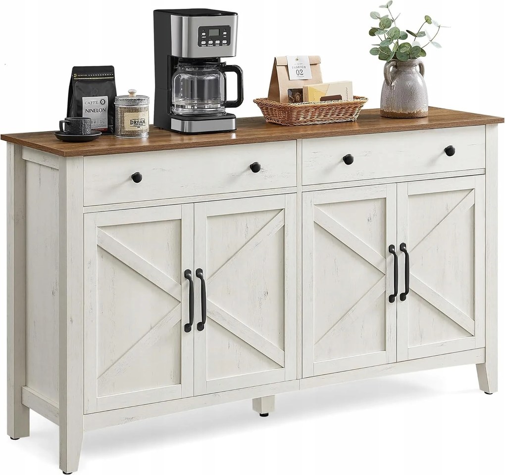 Vasagle Rusztikus stílusú fiókos komód, nappaliba, étkezőbe, 40x140x80 cm