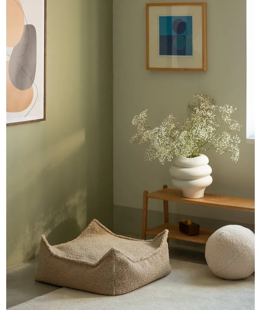 Világosbarna buklé gyerek babzsákfotel Square – Wigiwama