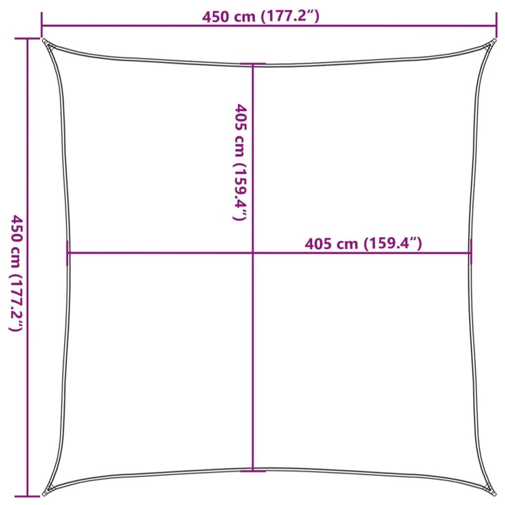 fekete HDPE napvitorla 160 g/m² 4,5 x 4,5 m