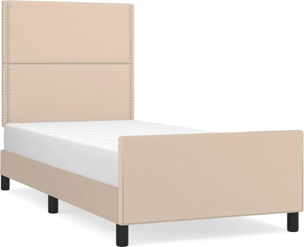 vidaXL cappuccino színű műbőr ágykeret fejtámlával 90 x 200 cm