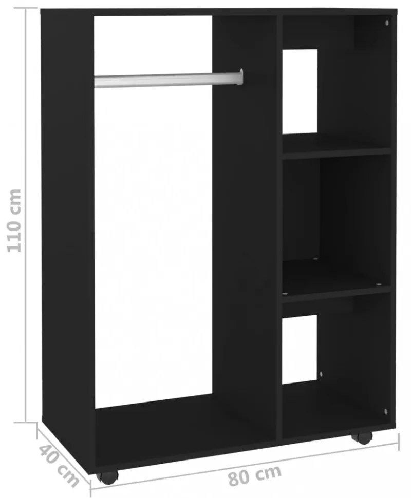 fekete szerelt fa ruhásszekrény 80 x 40 x 110 cm