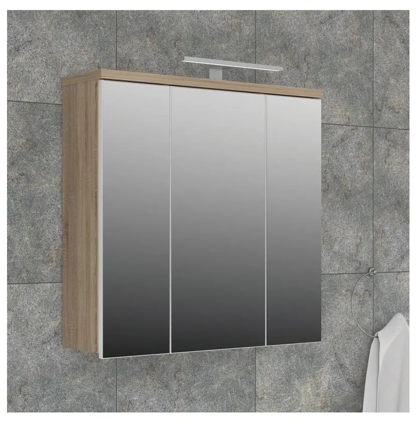 Tükrös fali fürdőszobai szekrény VENOM, fehér/sonoma tölgy