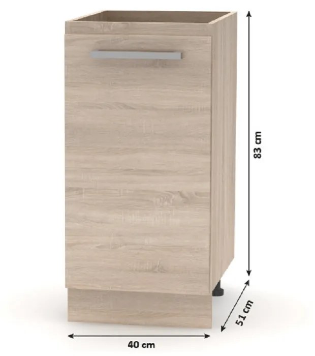 Konyhabútor 2,4 m, tölgy sonoma/fehér, NOVA PLUS