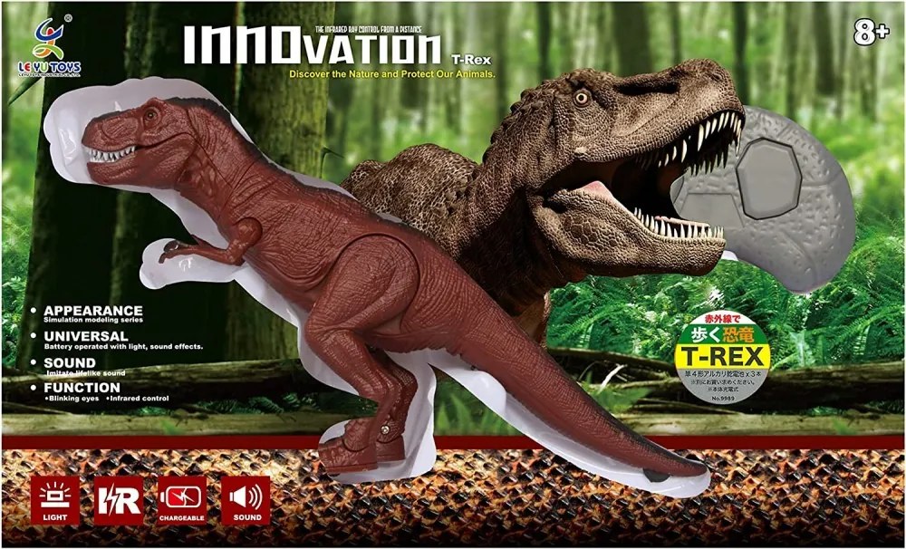 25 Cm Doyusha Élethű Távirányítós Járó Dinoszaurusz infravörös T-REX elektromos Dínó Akkus Ordít Fénnyel és Hanggal