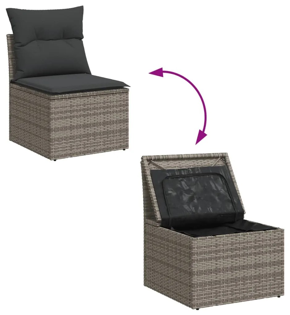 6 részes szürke polyrattan kerti ülőgarnitúra párnákkal