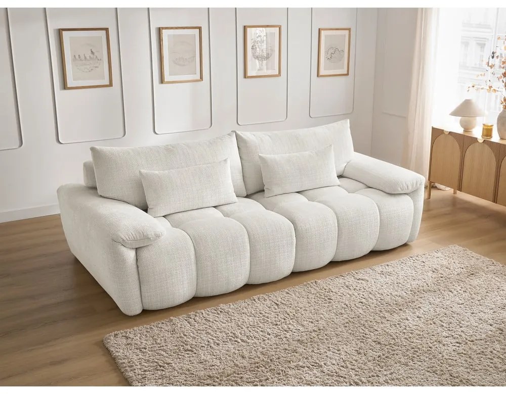 Fehér zsenília kanapé 264 cm Ivane – Bobochic Paris