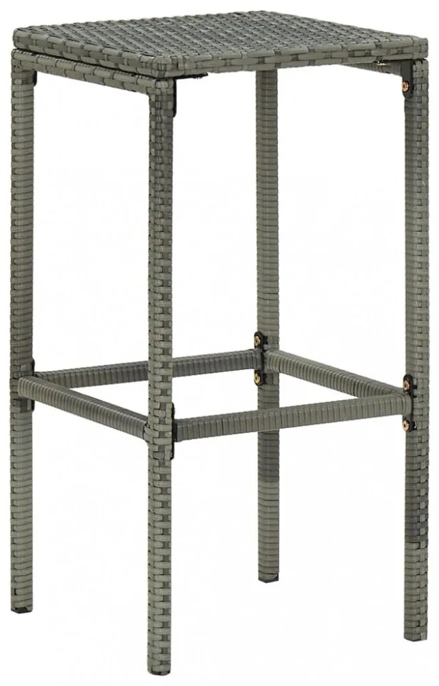 3 db szürke polyrattan bárszék párnával