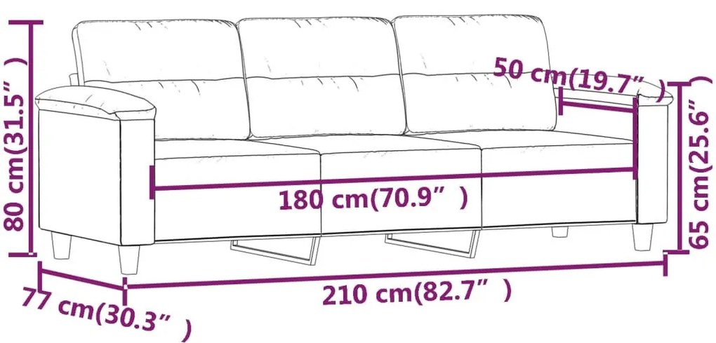3 személyes bézs mikroszálas szövetkanapé 180 cm
