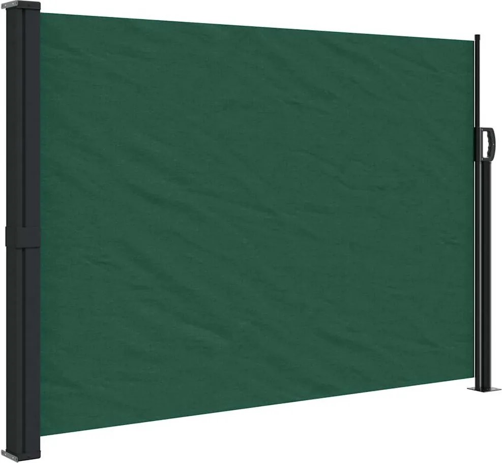 Sötétzöld behúzható oldalsó napellenző 140 x 600 cm