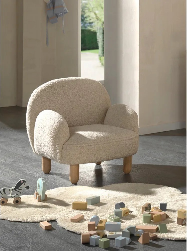 Bézs buklé gyerek fotel Rocky – Vipack
