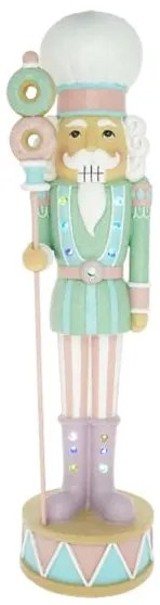 Nagy Diótörő karácsonyi figura LED-es 51 cm pasztell fánkkal