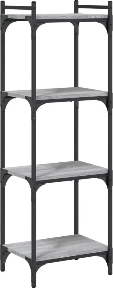 vidaXL 4 szintes szürke sonoma szerelt fa könyvespolc 40 x 30 x 120 cm