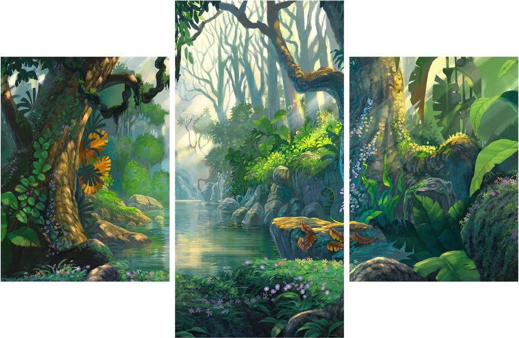Kép - Egy trópusi erdő illusztrációja (90x60 cm)