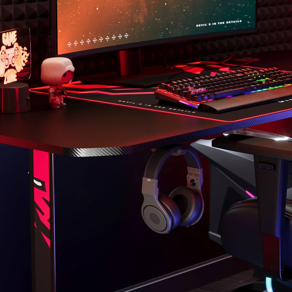 Gamer asztal 160 cm fekete: Diablo X-Mate 1600
