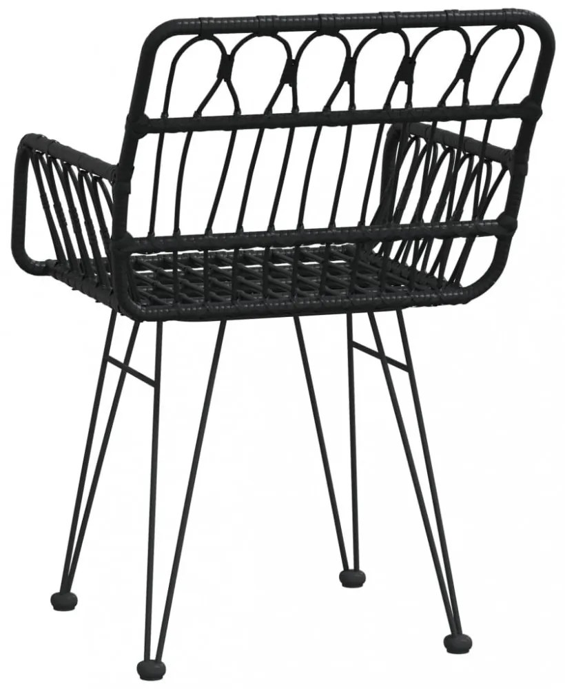 2 db fekete PE rattan karfás kerti szék 56 x 64 x 80 cm