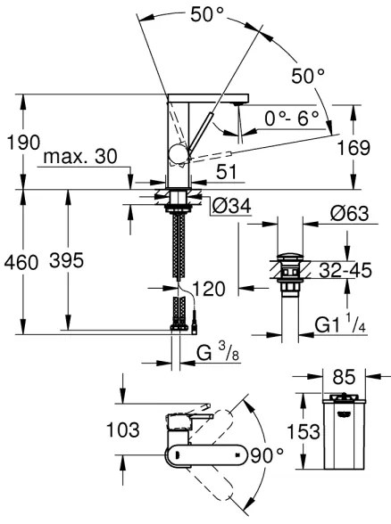 GROHE 23958003 - PLUS csaptelep, M méret, fényes króm