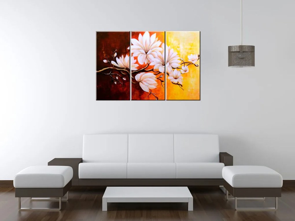 Gario Vászonkép Színes magnóliák - 3 részes Méret: 90 x 70 cm