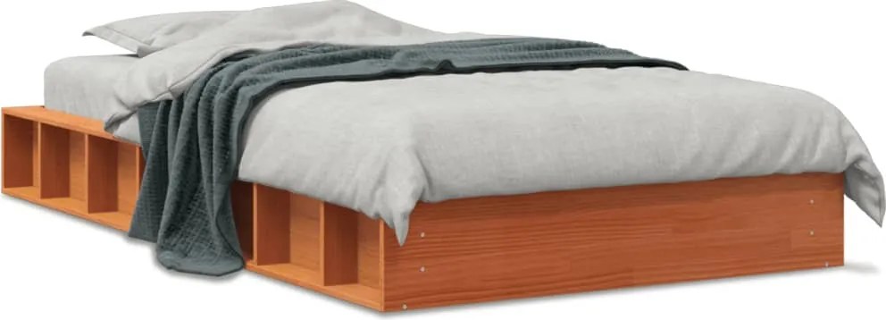 vidaXL viaszbarna tömör fenyőfa ágy matrac nélkül 100 x 200 cm