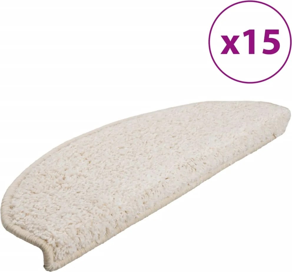 vidaXL 15 db fehér, félkör alakú lépcsőszőnyeg 65 x 21 x 4 cm, nagy