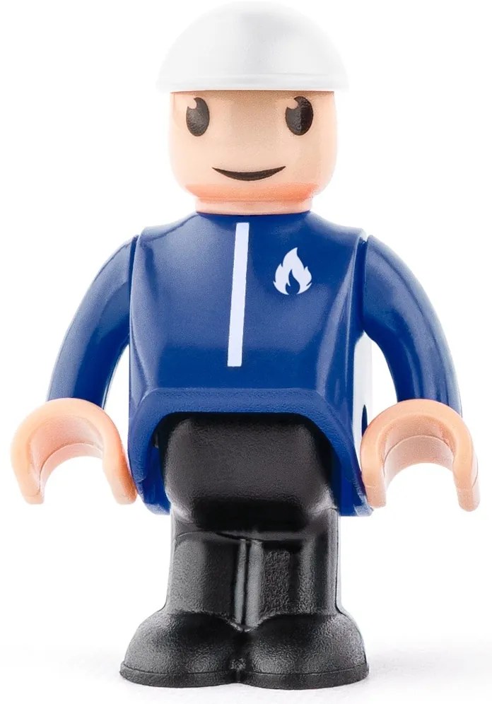 Woody Car Tűzoltók babával a vasúti pályára, piros
