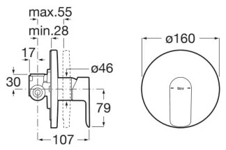 Roca A5A226EC00 - CALA zuhanycsaptelep rejtett beépítéshez, fényes króm