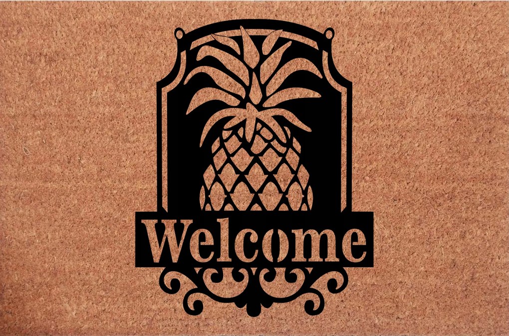 Kókusz lábtörlő az ajtó alatt Welcome Ananász Divatos kókusz lábtörlő