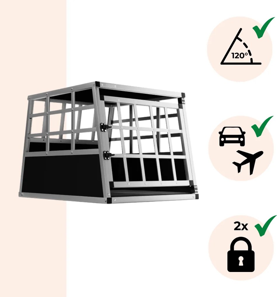 BRUNO kutyaszállító box, 70x54x51cm, ezüst/fekete Cadoca