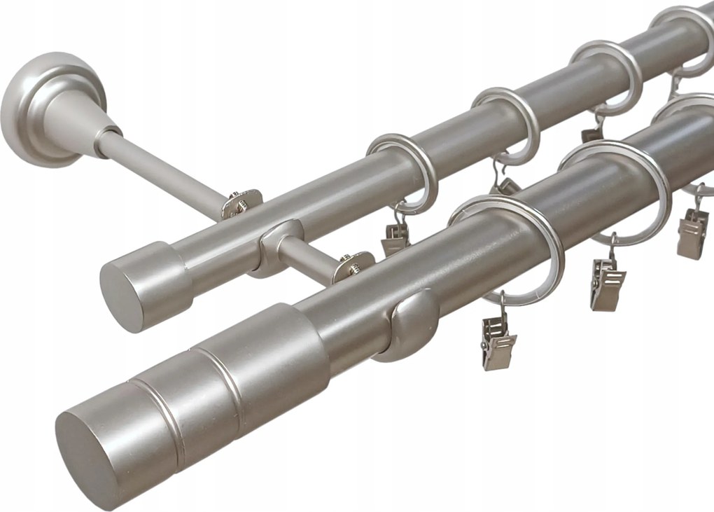 Függönykarnis Dupla Fém színes szatén mix végek 25+19 mm 140 cm