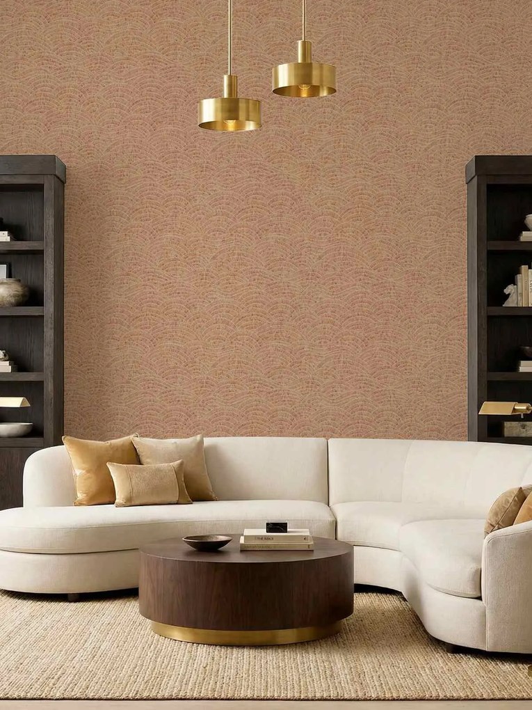 Esselle Home Elemental Dalty krém-réz hullámos texturált vlies tapéta – 100628EH