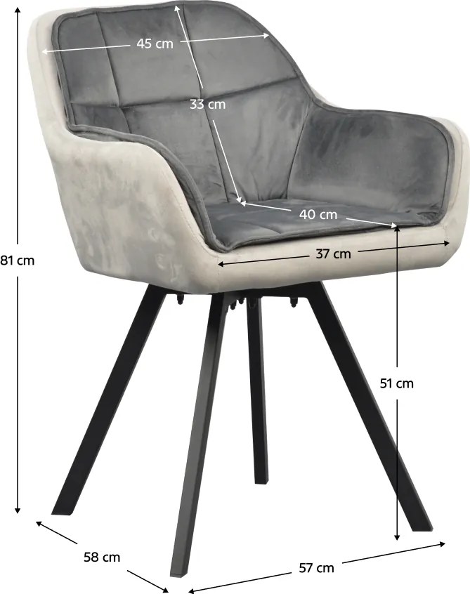 Forgó étkezőszék, szürke Velvet szövet, FLER